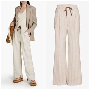 3.1 Phillip Lim Women's Striped Straight Leg Track Pants Ecru Tan